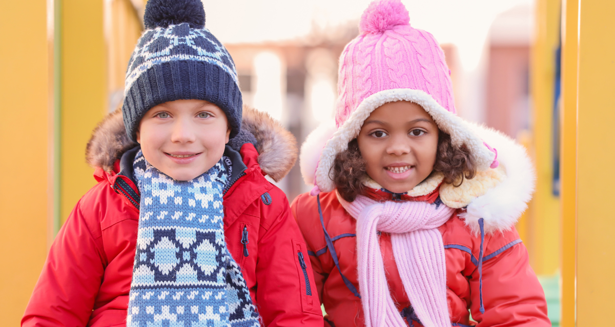 Children in hats and sc]arfs