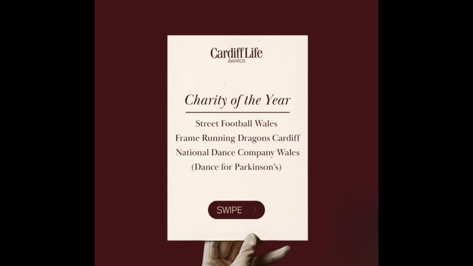 Happy to be a finalist for Cardiff Life awards 2026